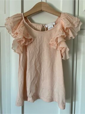 Chloé Girls' Peach Ruffle Sleeve Top